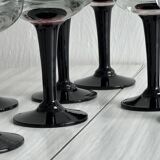 10 black stemmed liqueur glasses