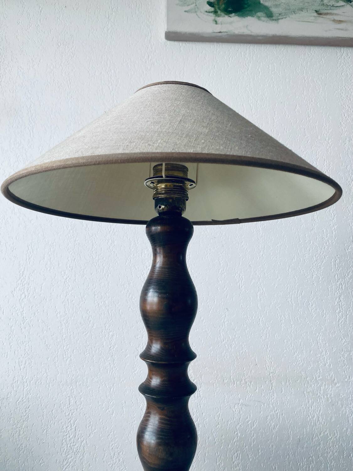 Turned wooden chalet lamp