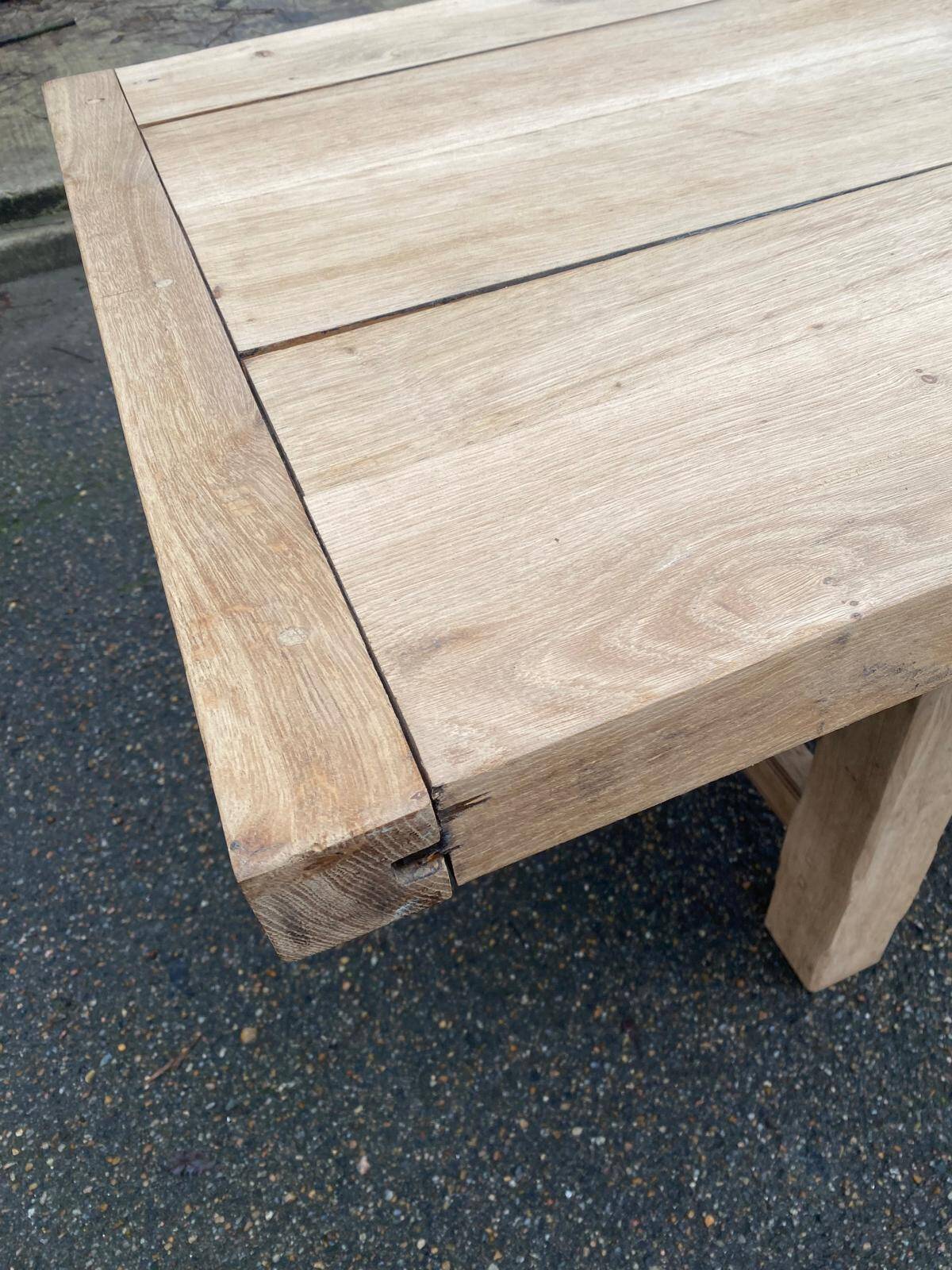 Renovated farmhouse table in solid oak from the 18th century, 240cm.