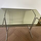 Chrome desk and 70" style glass top
