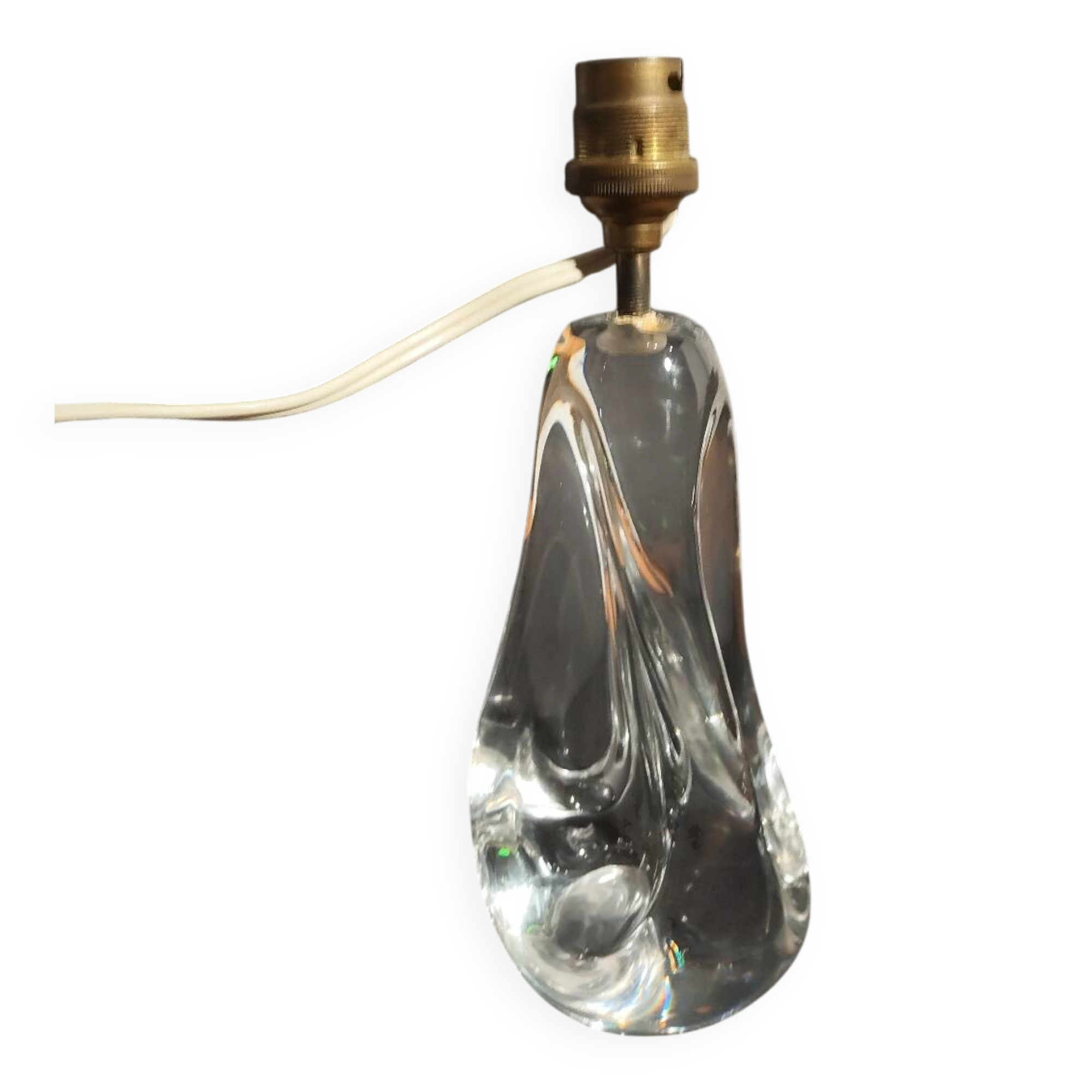 Modernist crystal lamp sculpture signed Schneider Paris France