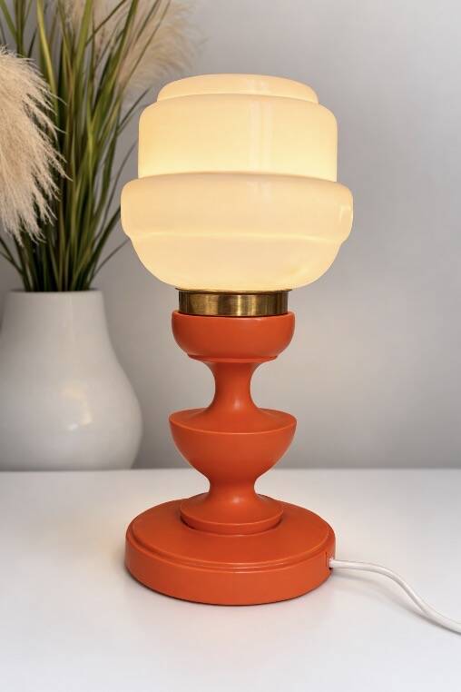 Vintage orange opaline lamp – 1970s – Space Age style