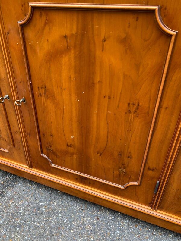 Grande bibliothèque anglaise en bois massif XIXème 162cm