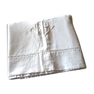 Vintage sheets in embroidered cotton monogram IB openwork