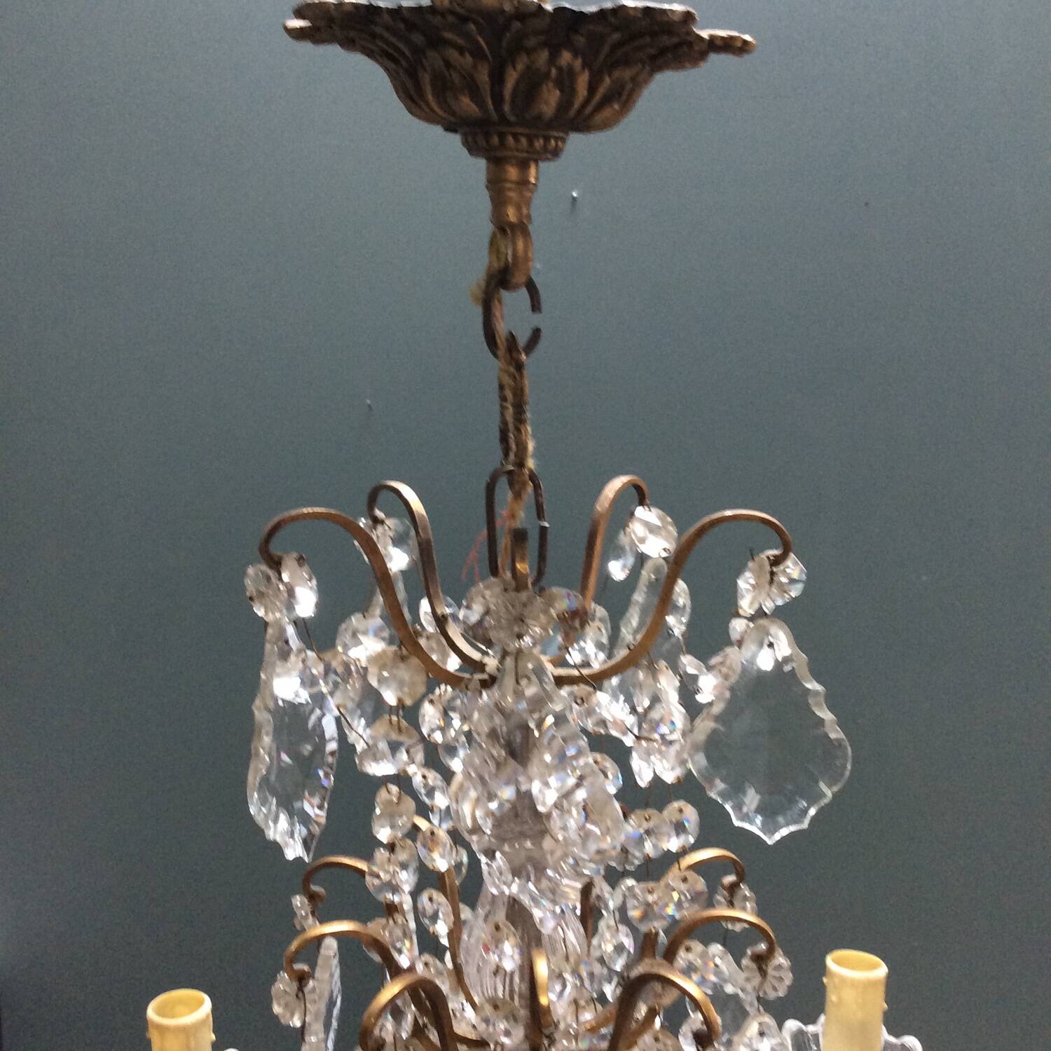 Antique XXL bronze chandelier 15 candles
