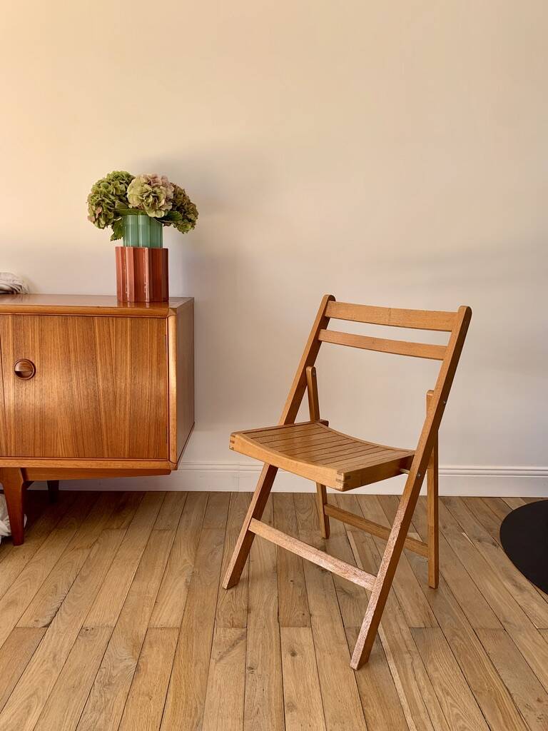 vintage beech wood folding chair from the 70s