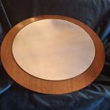 Teak circular bevelled wall mirror, Denmark 1960s