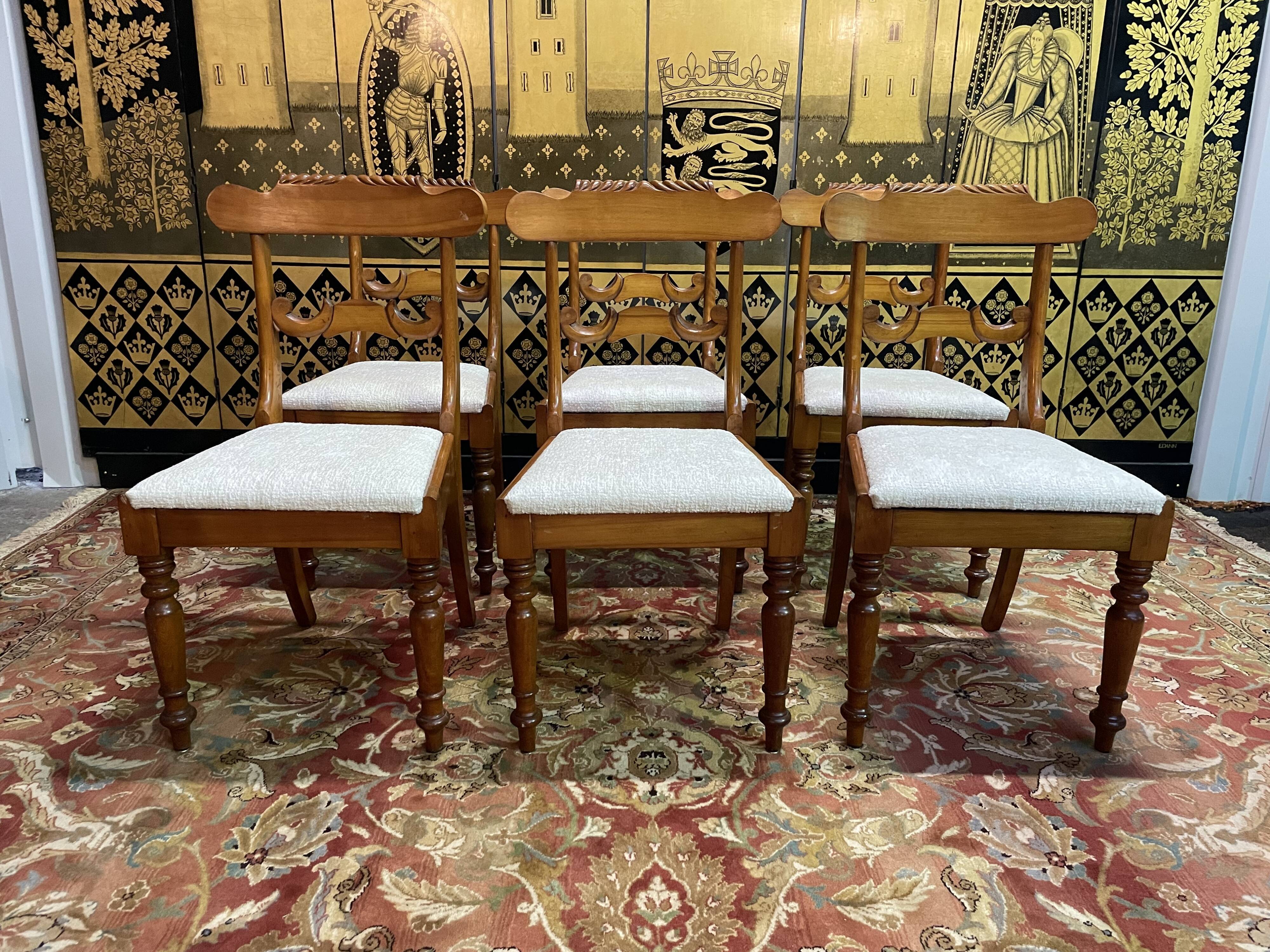 Suite of 6 restored mahogany English chairs