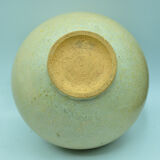 Vase boule coloquinte grés émaillé signé LL à identifier design contemporain