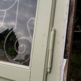 Window frame 179x88cm walnut oak wrought iron grille opening glass panel