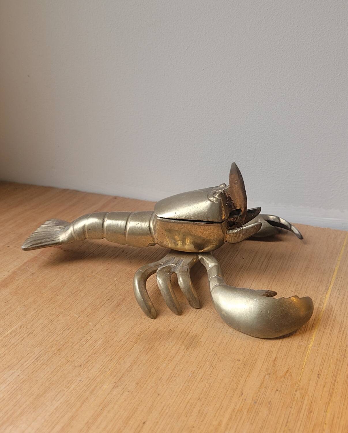 Lobster brass ashtray/inkwell