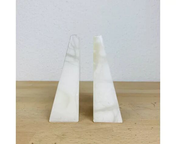 Pair of greenhouse books alabaster white marble