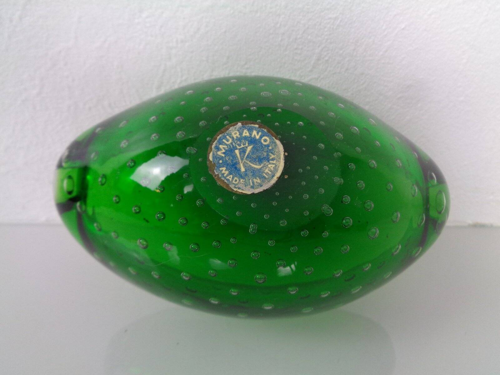 Green Sommerso Murano Glass Ashtray, Italy, 1960s