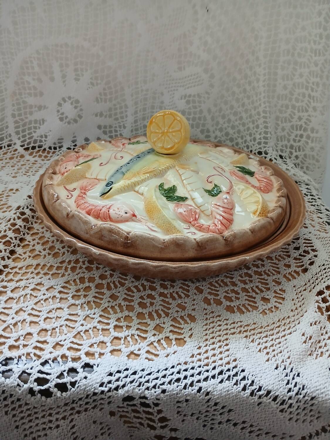 Vintage slip dish + lid