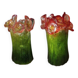 Pair of vintage bakelite vases resembling tulips – 1940s/50s