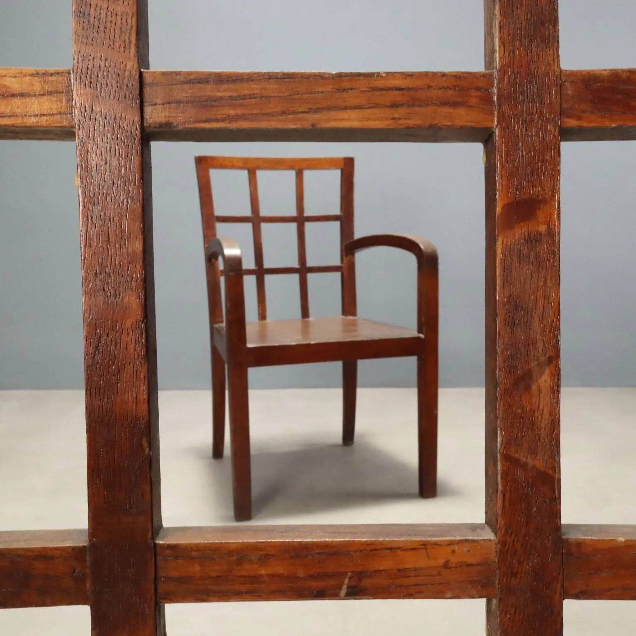 Pair of antique Art Deco armchairs in oak, Italy, 20th century