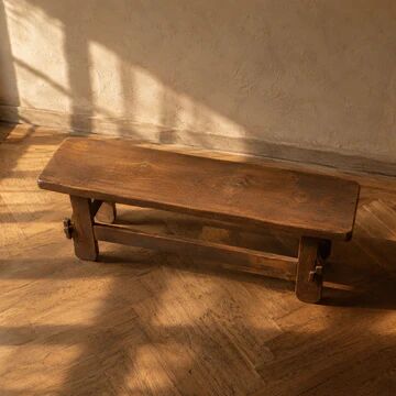 Brutalist coffee table in solid oak, 1970s