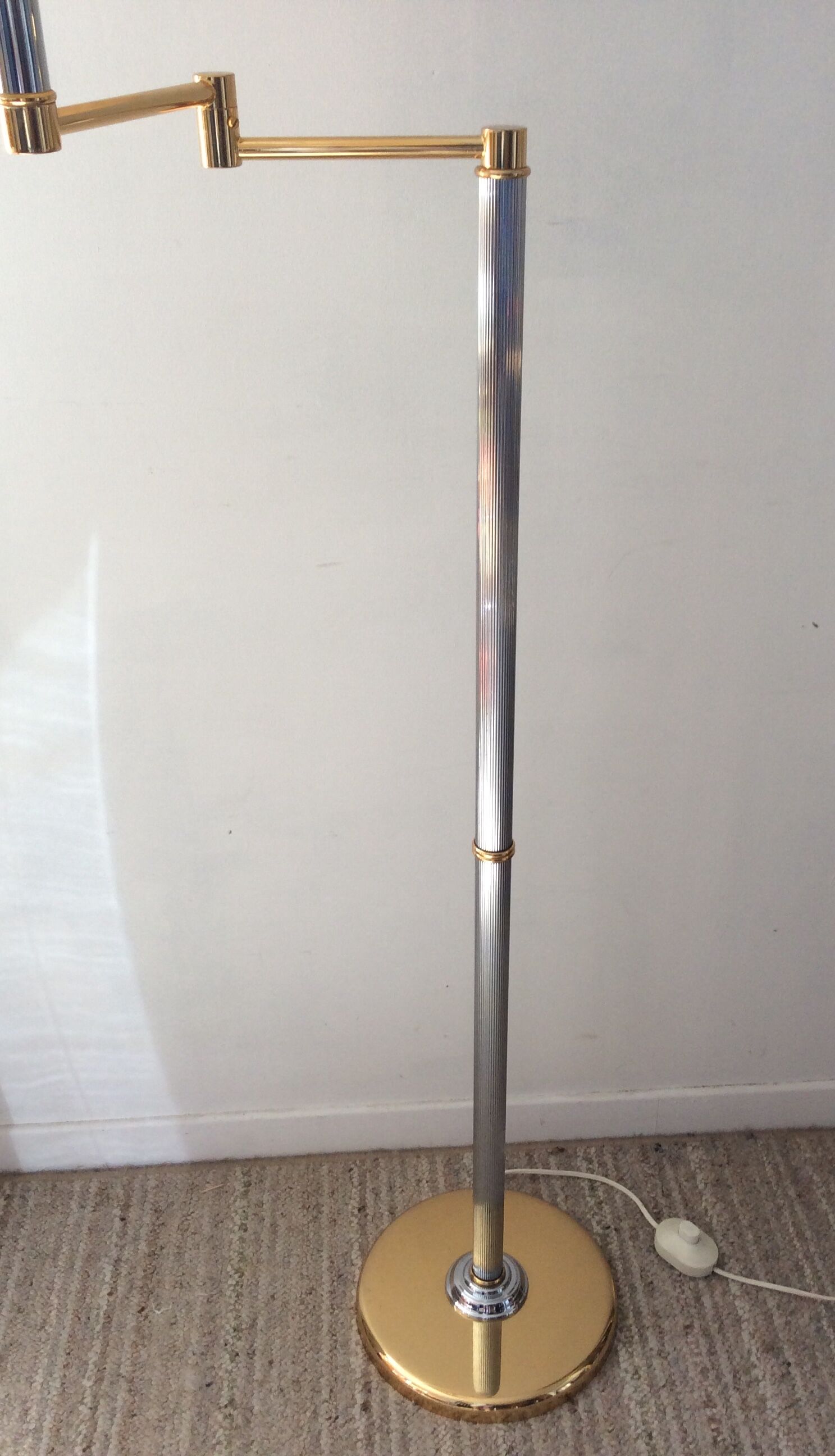 Floor lamp chrome and gold reader of the 70s