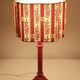 Recycled vintage lamp — turned red wooden base, floral shade