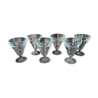 6 vintage Duralex stemmed glasses