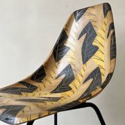 Chair in fibreglass and metal by René-Jean Caillette, stork, 1950 design.