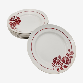 8 assiettes plates porcelaine Saint Amand