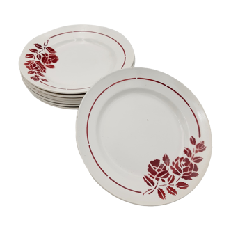 8 assiettes plates porcelaine Saint Amand