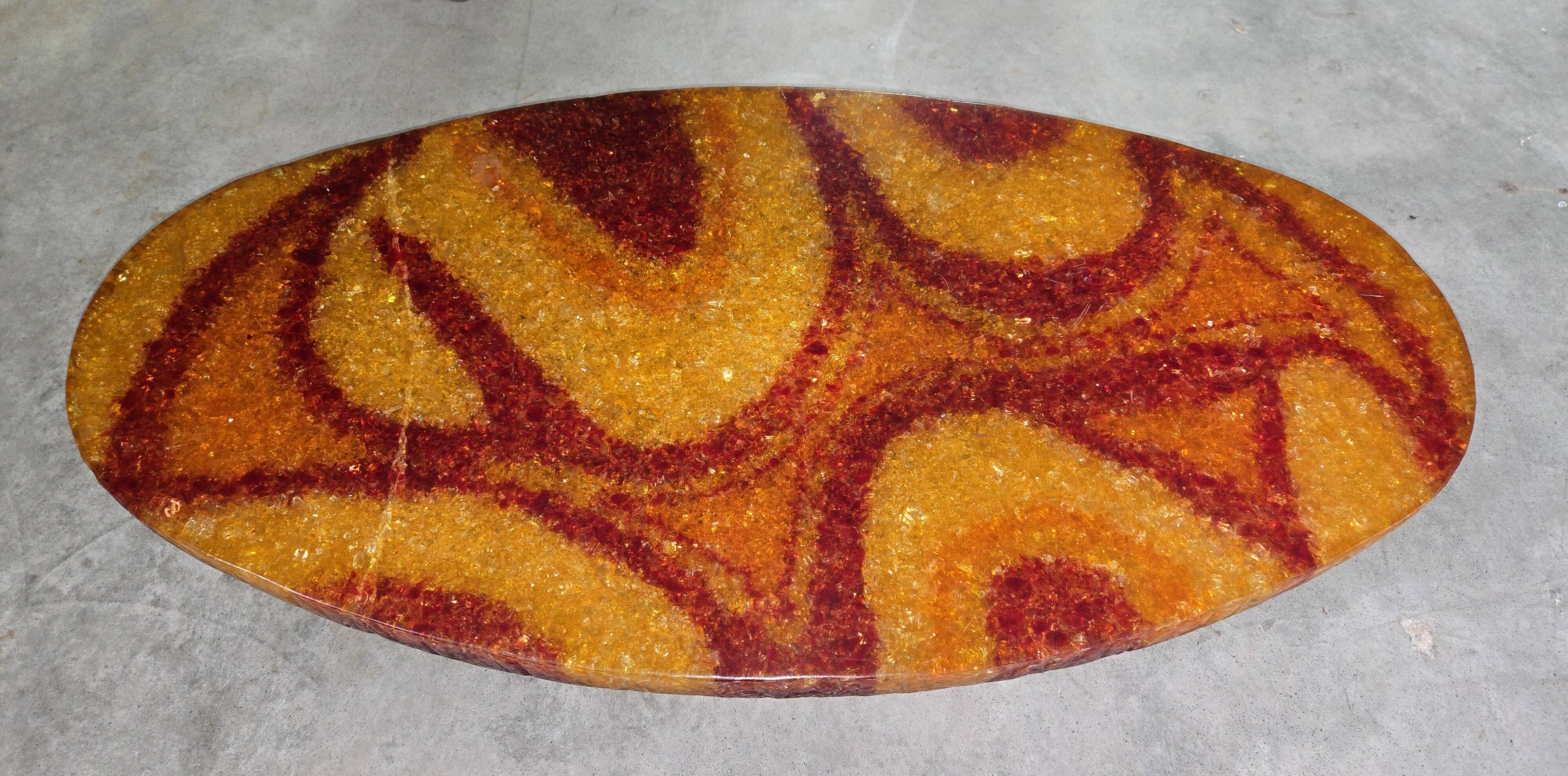 Accolay - Large designer coffee table in resin – Abstract decor – 1970s