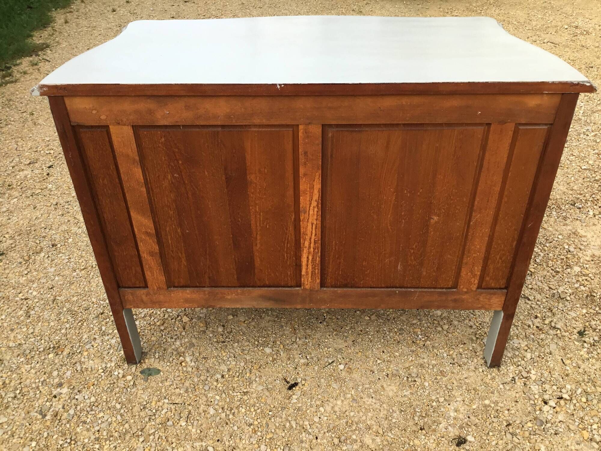 Louis XV style sideboard in cherry wood, revamped with Versailles parquet flooring