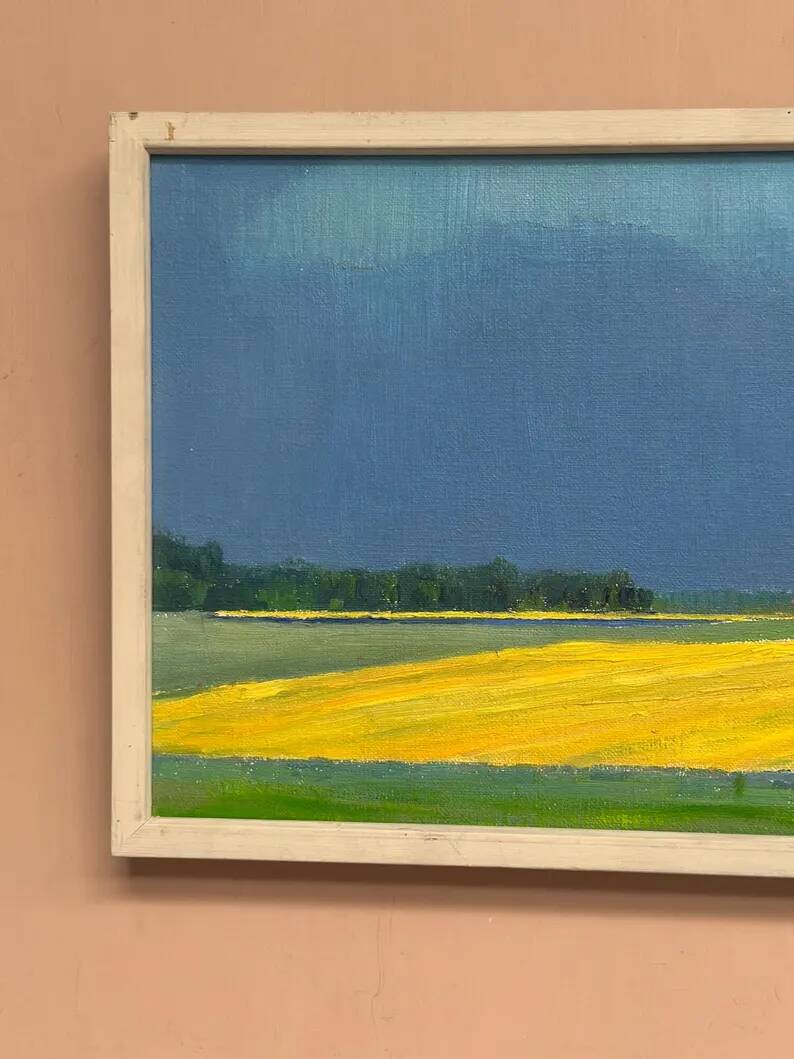Original Swedish Oil on Canvas – "Approaching Storm" by Astrid Larje – Signed – Vintage and Framed – 43 × 30 cm (16.9" × 11.8")