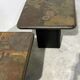 Pair of vintage Kneipp side tables with sculptural tops in mixed materials, 1970s