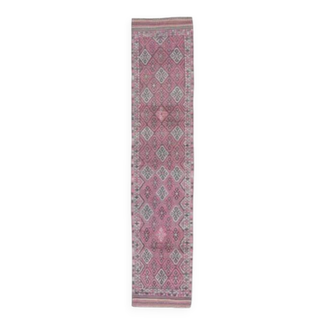 Vintage Turkish hand-knotted tribal runner 80	x378