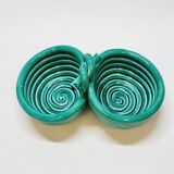 Double coupelle en céramique turquoise vallauris a m vintage