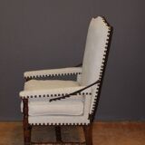 Fauteuil à crémaillère d'époque Louis XIV en noyer