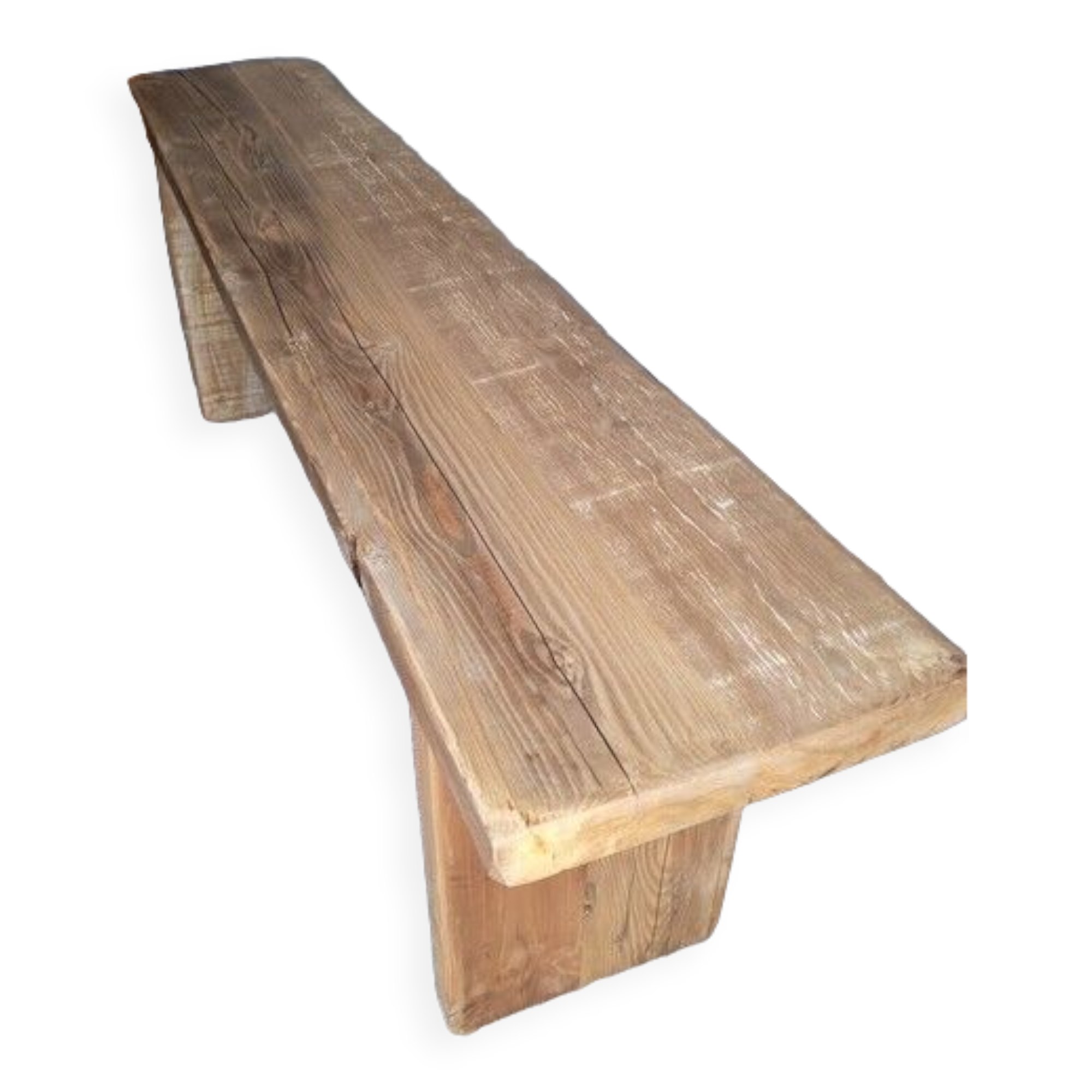 Old patinated solid wood bench 140cm
