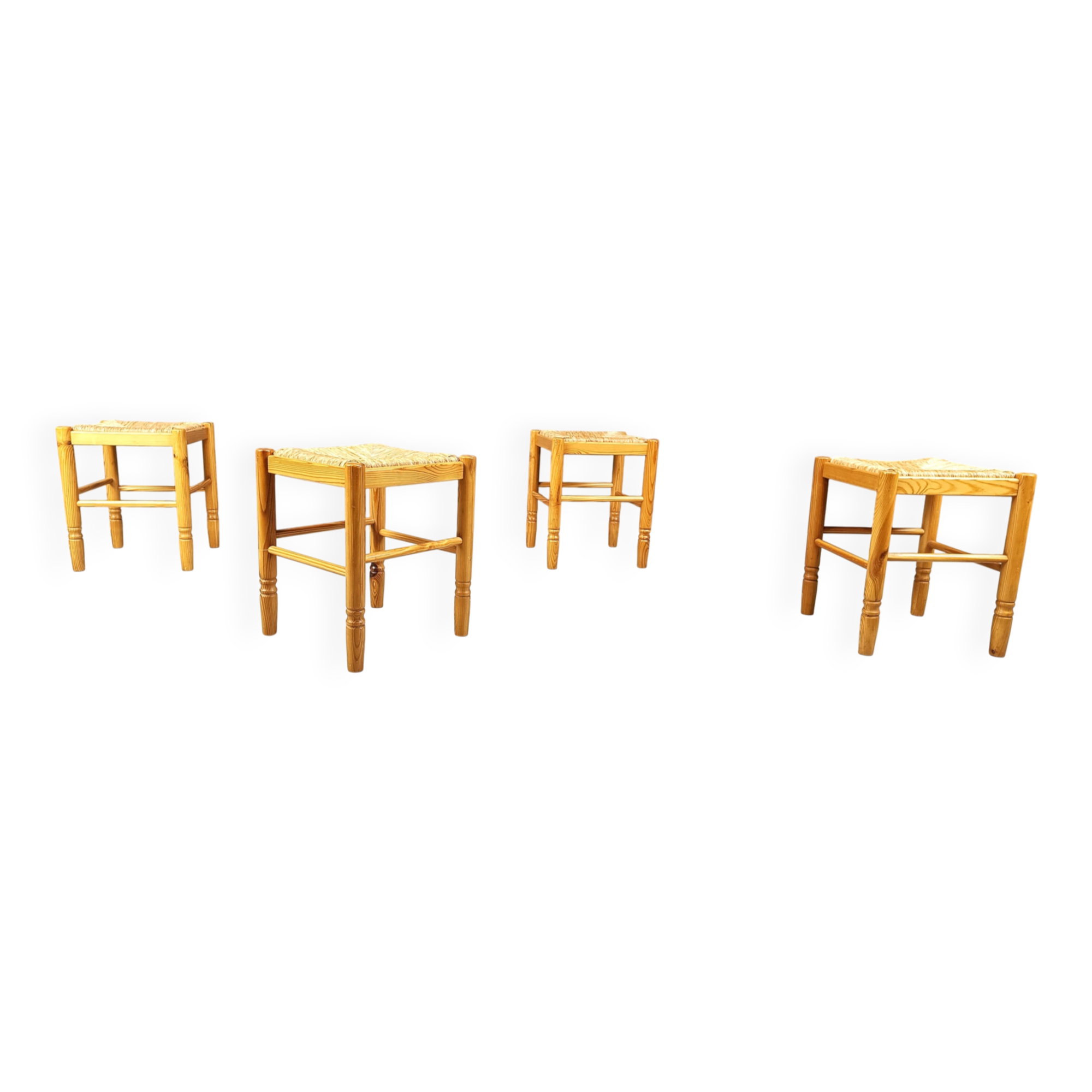 Vintage wicker stools - set of 4, 1960s