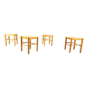 Tabourets en osier vintage
