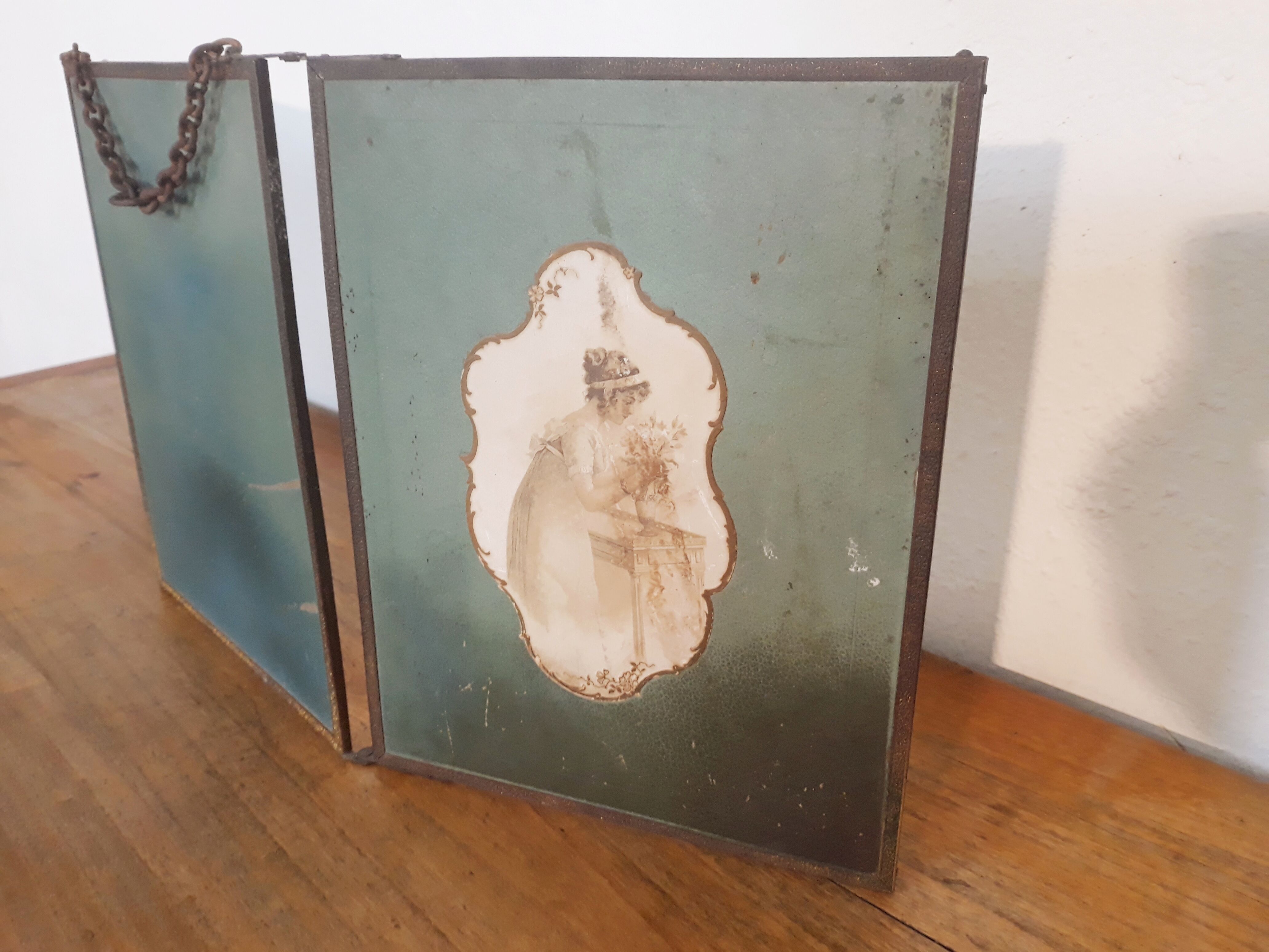 Mirror triptych barber vintage 66cm x 27cm