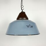 Industrial Grey Enamel and Cast Iron Pendant Light, 1960s