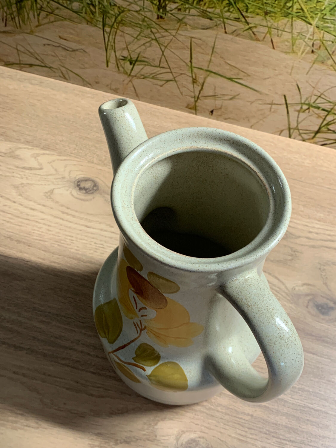 Pitcher Teapot Coffee maker earthenware St Amand Loire 1713 Hand-painted