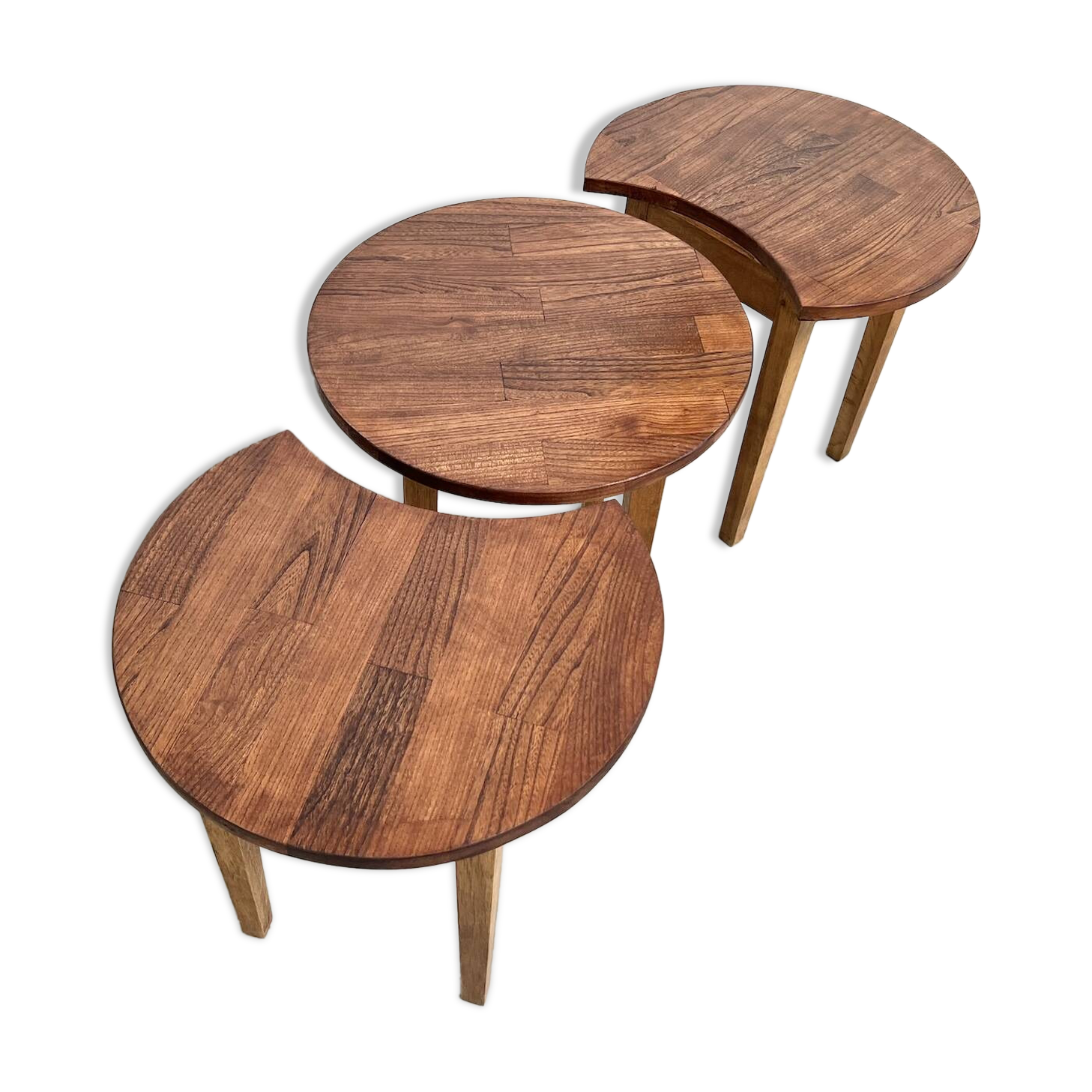 Set of 3 half-moon coffee tables, Denmark, 1960s