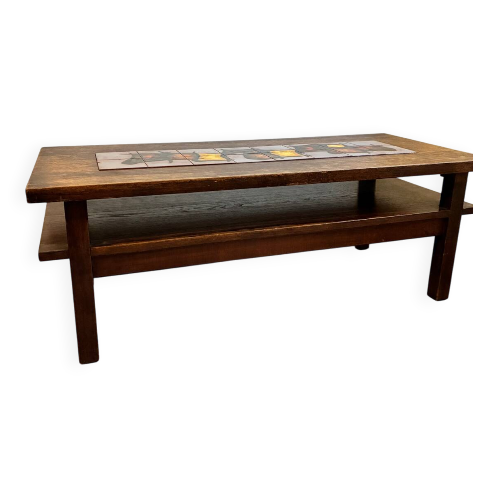 Coffee table in wood and ceramic tiles, Vallauris style