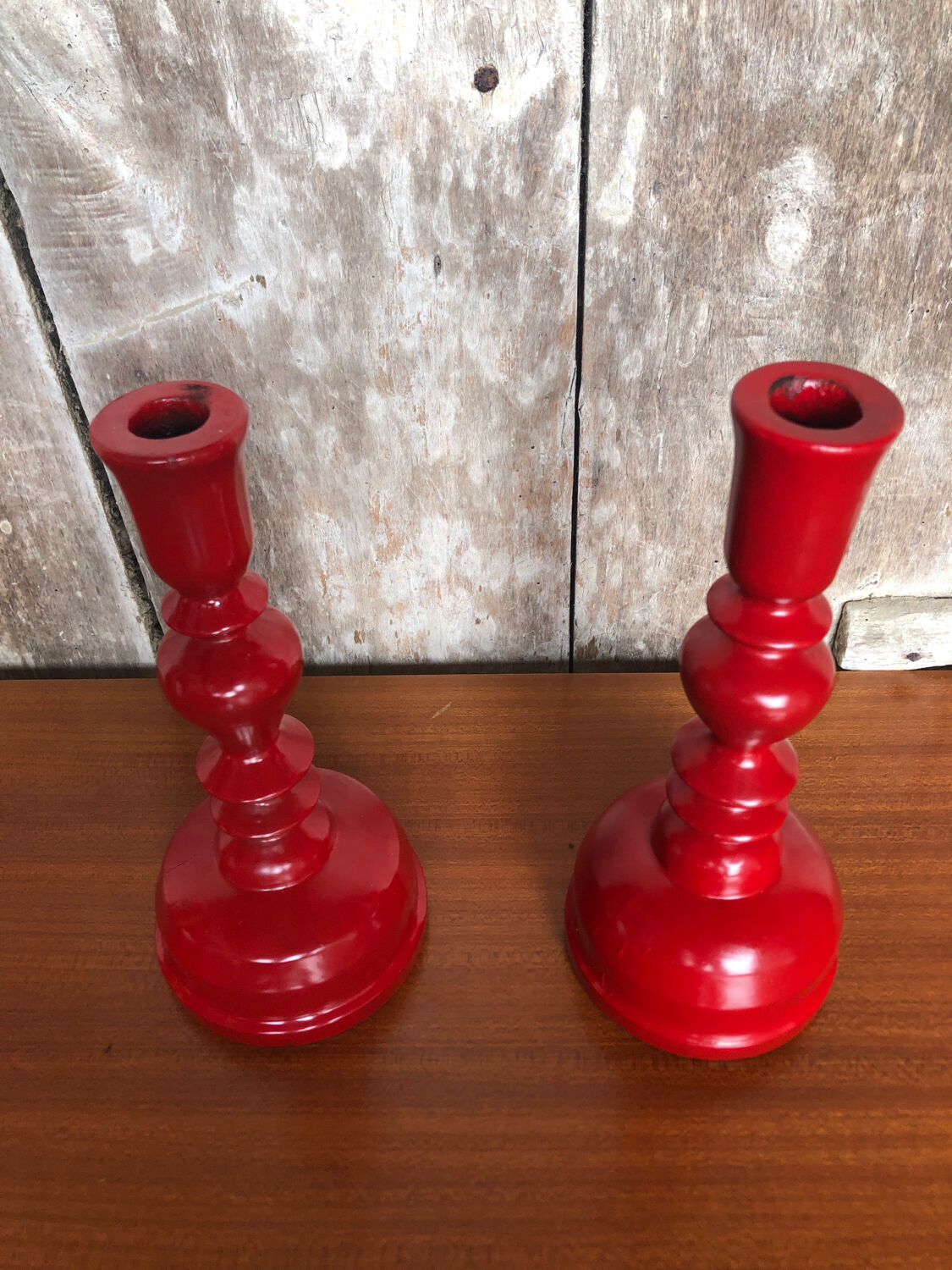 Old candle holders le bon marché turned wood