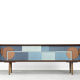 Set of 2 mid-century modern scandinavian hand-painted birch cabinet & sideboard, 1960s