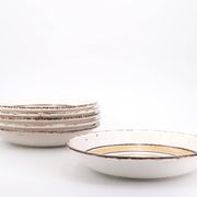 Six assiettes creuses en faïence de Gien modèle Etna, années 70