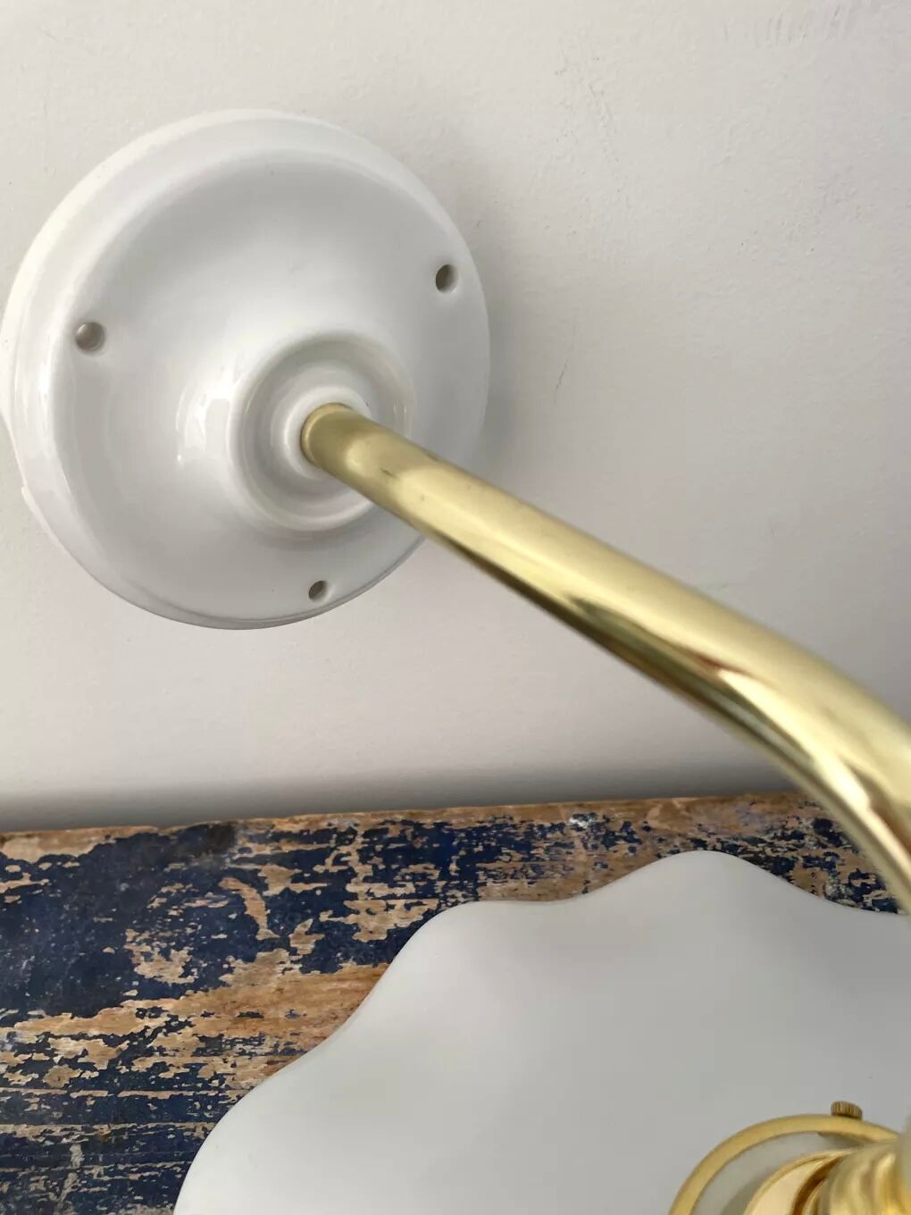 New electrified white opaline wall lamp