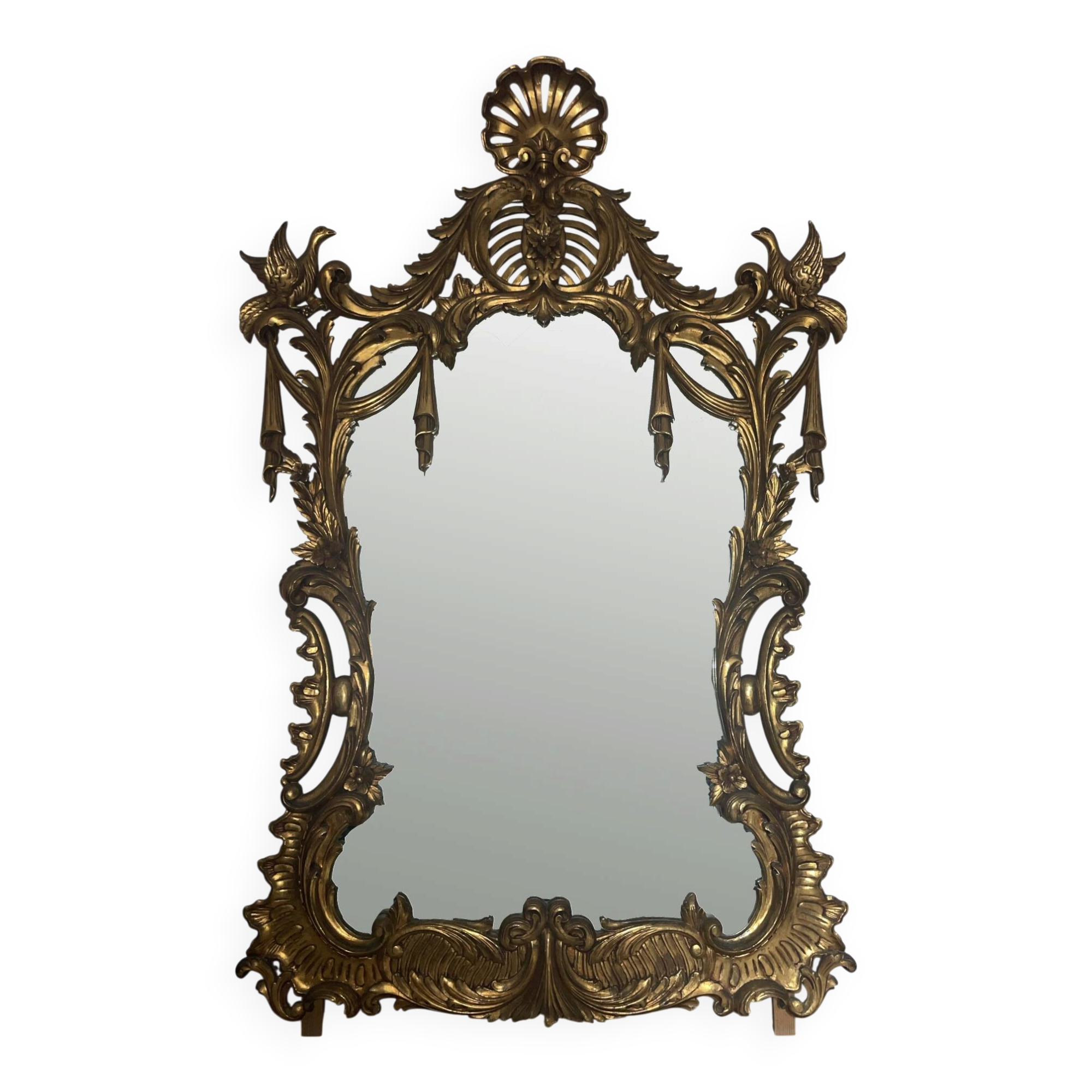 Miroir classique bois doré à la feuille d'or