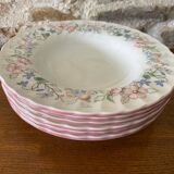 6 Myott Meaking English earthenware soup plates, Spring Fields decor