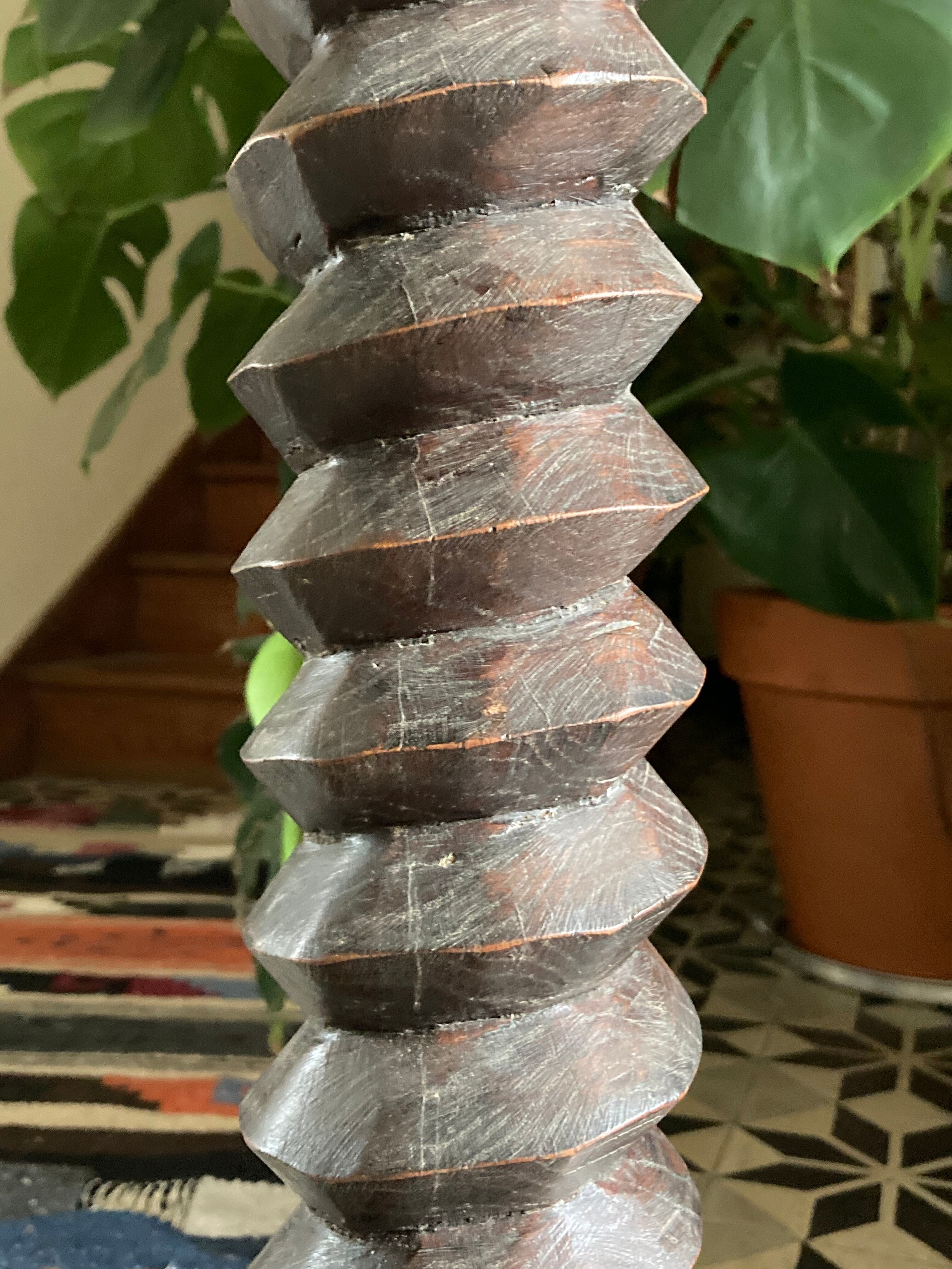 Console vis de pressoir monté en sellette en bois 1940