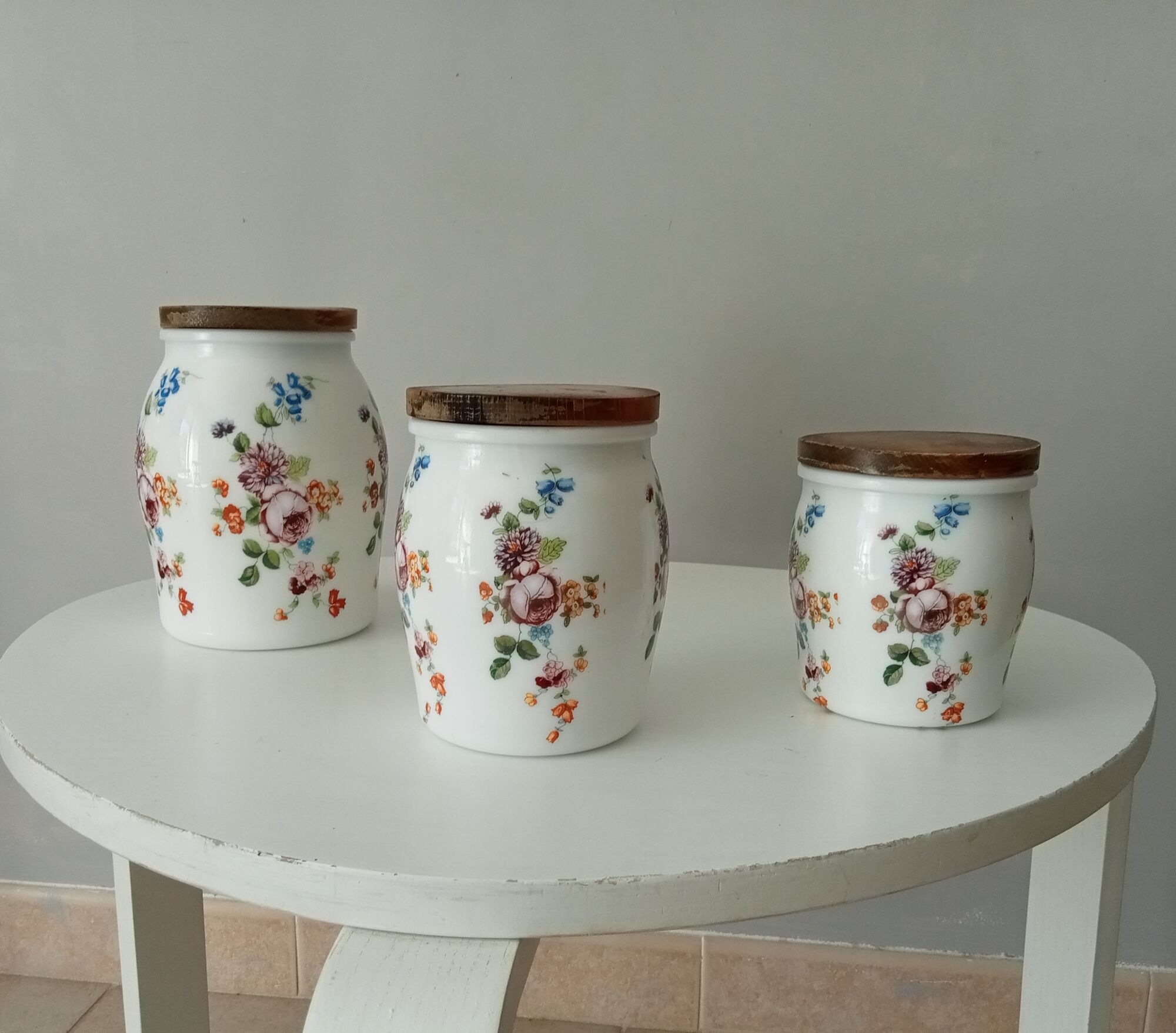 Set of 3 old porcelain pots 30s/40s